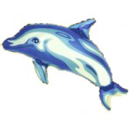Delfin blÃ¥ folie ballon 31" (u/helium)